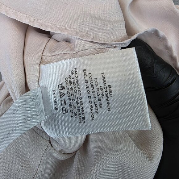 Express Blouse Womens Large Pink Floral Peplum Smocked Sweetheart Linen Blend - Picture 8 of 9